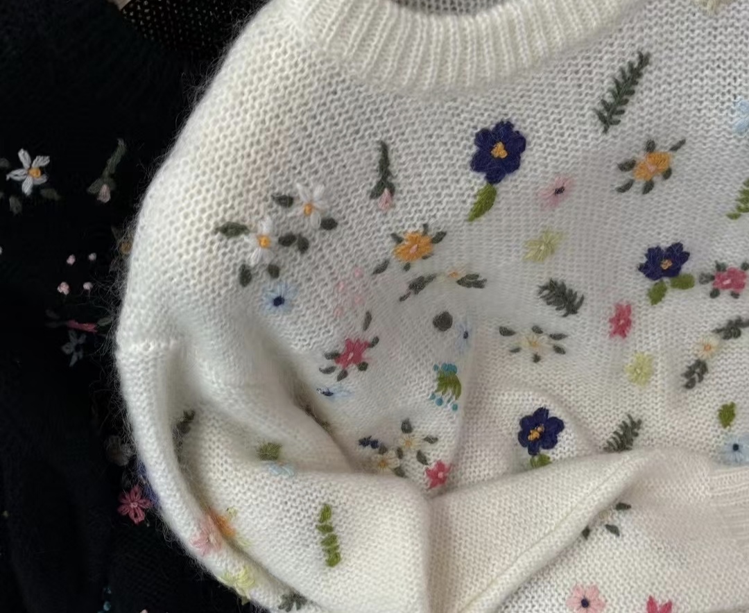 Embroidered patterned sweater